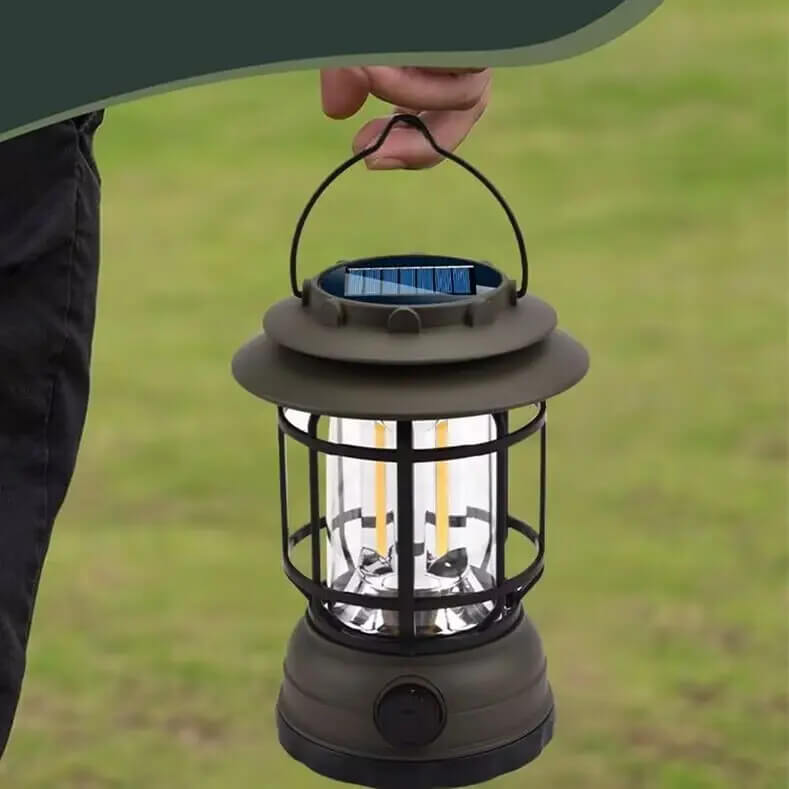 Outdoor Solar Retro Camping Lantern Tent Light for Courtyard Use