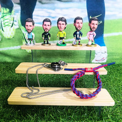 Soccer Star Number 10 Bundle Goat Lionel Gift Figures 5 Necklace Rings Woven Bracelet Wristband Set